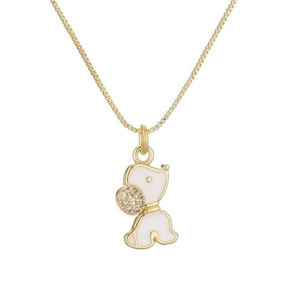 Ig Style Minimalist Dog Cat Copper Plating Inlay Zircon Gold Plated Pendant Necklace
