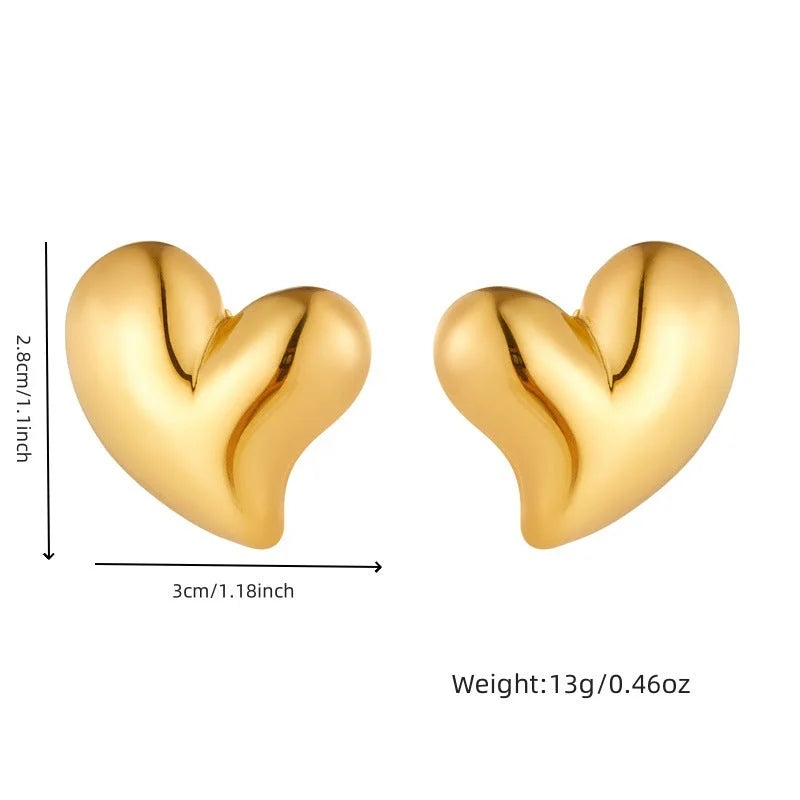 Fashion Heart Heart Stainless Steel Electroplating Stud Earrings