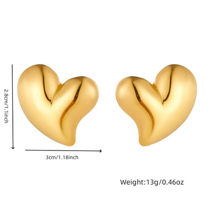 Fashion Heart Heart Stainless Steel Electroplating Stud Earrings