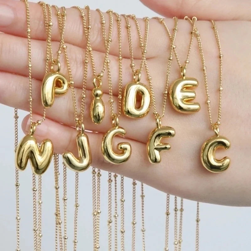 Copper Brass Minimalist Letter Pendant Necklace