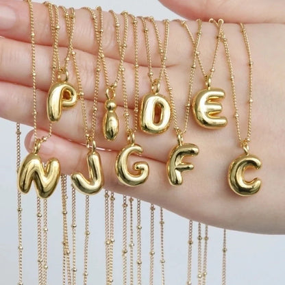 Copper Brass Minimalist Letter Pendant Necklace