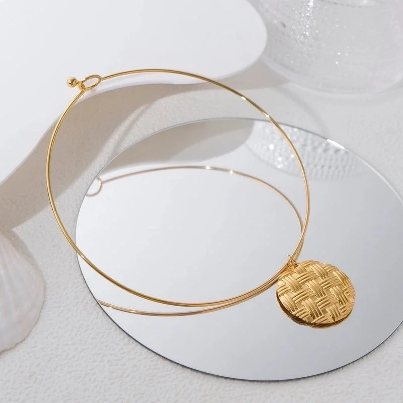 IG Style Casual Vacation Round Vortex Flower 304 Stainless Steel 14K Gold Plated Hollow Out Choker