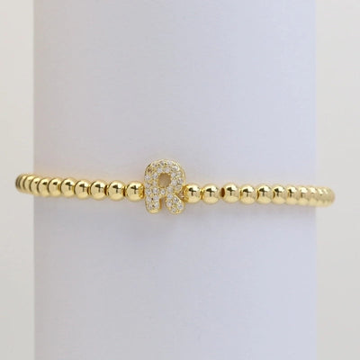 Xi Yin Hot Sale Brass Micro-Inlaid Bubble Balloon Diy26 English Letters Copper Bead Beaded Elastic Wire Bracelet