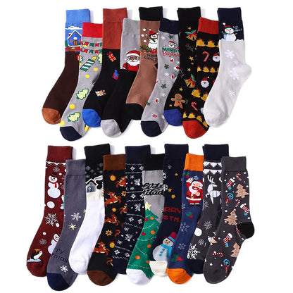 10 Pairs Haichin Christmas Mid-calf Socks For Men Trendy Brand Christmas Socks For Women Santa Claus Trendy Socks