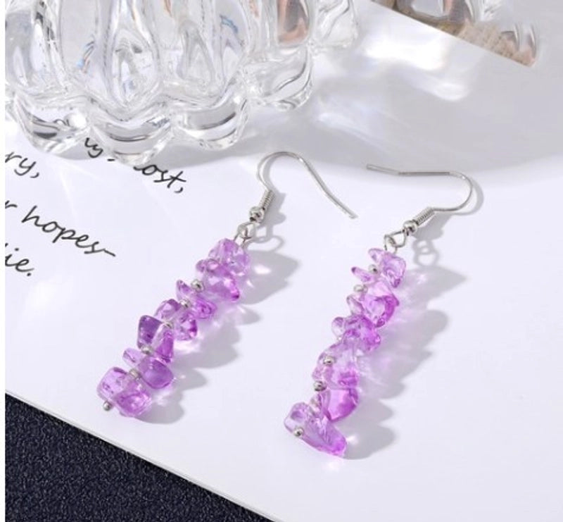 1 Pair Minimalist Star Water Droplets Tassel Chain Natural Stone Drop Earrings
