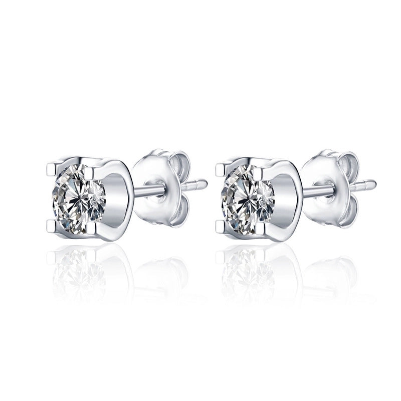 1 Pair Casual Minimalist Geometric Heart Shape Inlay Copper Zircon White Gold Plated Ear Studs