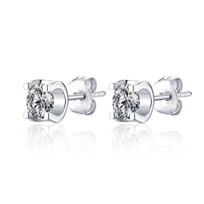 1 Pair Casual Minimalist Geometric Heart Shape Inlay Copper Zircon White Gold Plated Ear Studs