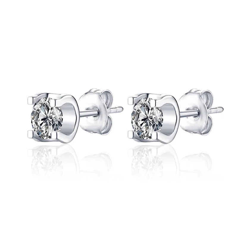 1 Pair Casual Minimalist Geometric Heart Shape Inlay Copper Zircon White Gold Plated Ear Studs