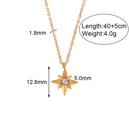 Fashion Octagram Geometric Stainless Steel 18K Gold Plated Necklaces
