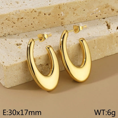 1 Pair Minimalist Geometric 304 Stainless Steel 18K Gold Plated Earrings Ear Studs