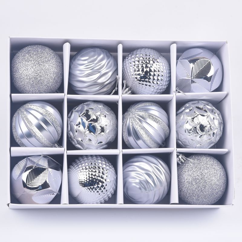 Hot-selling Christmas Supplies Gift Decoration Colorful Balls 6cm 12-pack Boxed Painted Irregular Christmas Balls
