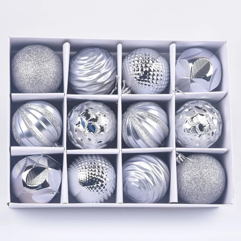Hot-selling Christmas Supplies Gift Decoration Colorful Balls 6cm 12-pack Boxed Painted Irregular Christmas Balls