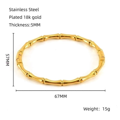 Minimalist Solid Color Stainless Steel 18K Gold Plated Titanium Steel Bangle In Bulk
