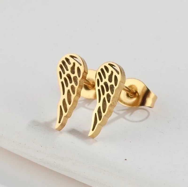 1 Pair Fashion Wings Plating 304 Stainless Steel 18K Gold Plated Ear Studs
