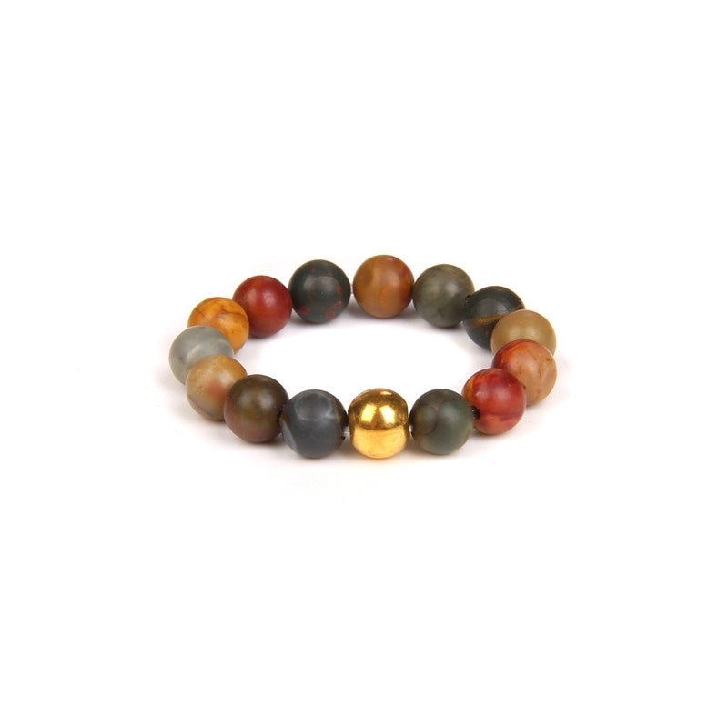 Retro Solid Color Natural Stone Beaded Rings 1 Piece