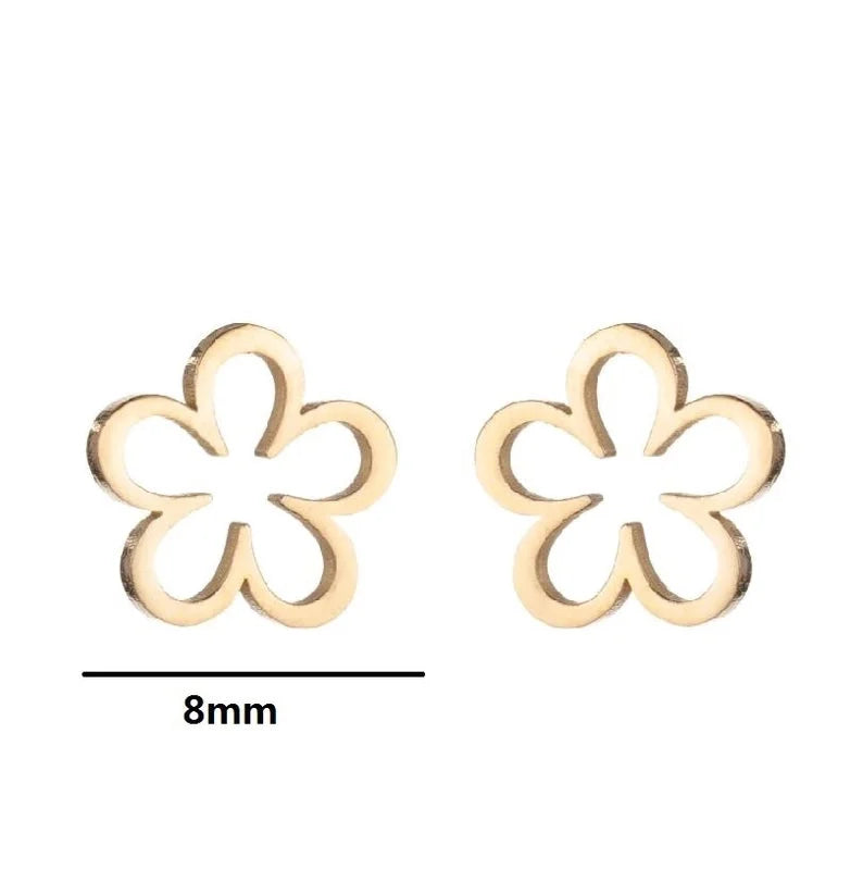 1 Pair Fashion Heart Shape Flower Plating 304 Stainless Steel 18K Gold Plated Stainless Steel Earrings