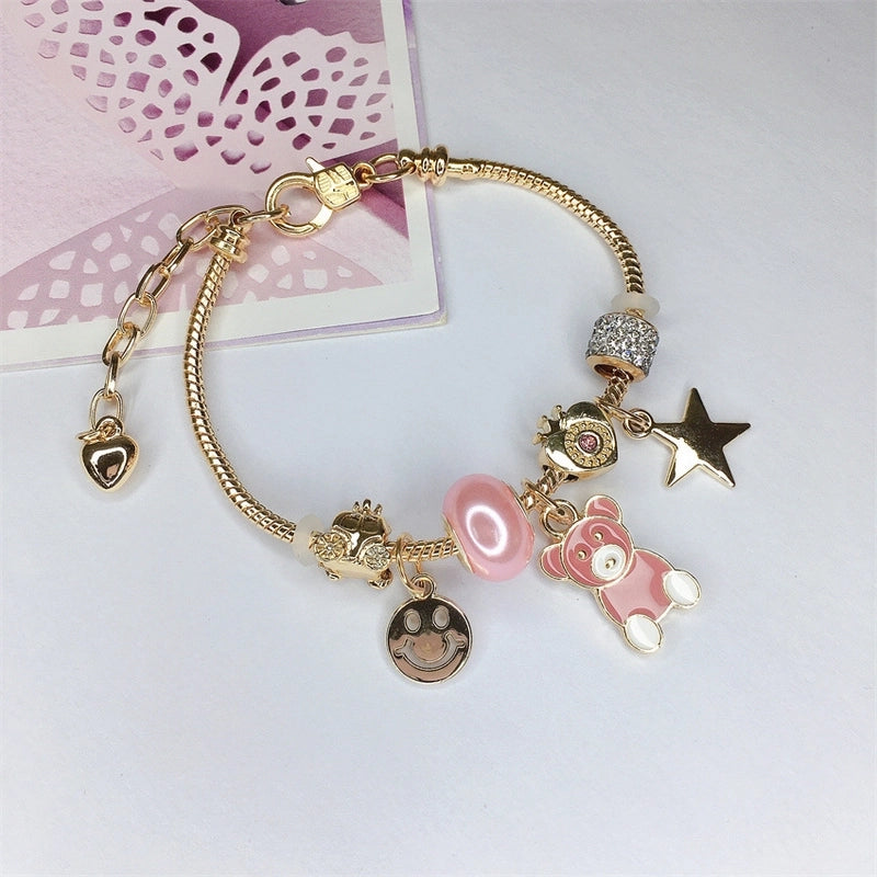 Cute Minimalist Dolphin Heart Shape Flower Stainless Steel Alloy Resin Rhinestones Bangle In Bulk