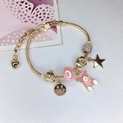 Cute Minimalist Dolphin Heart Shape Flower Stainless Steel Alloy Resin Rhinestones Bangle In Bulk