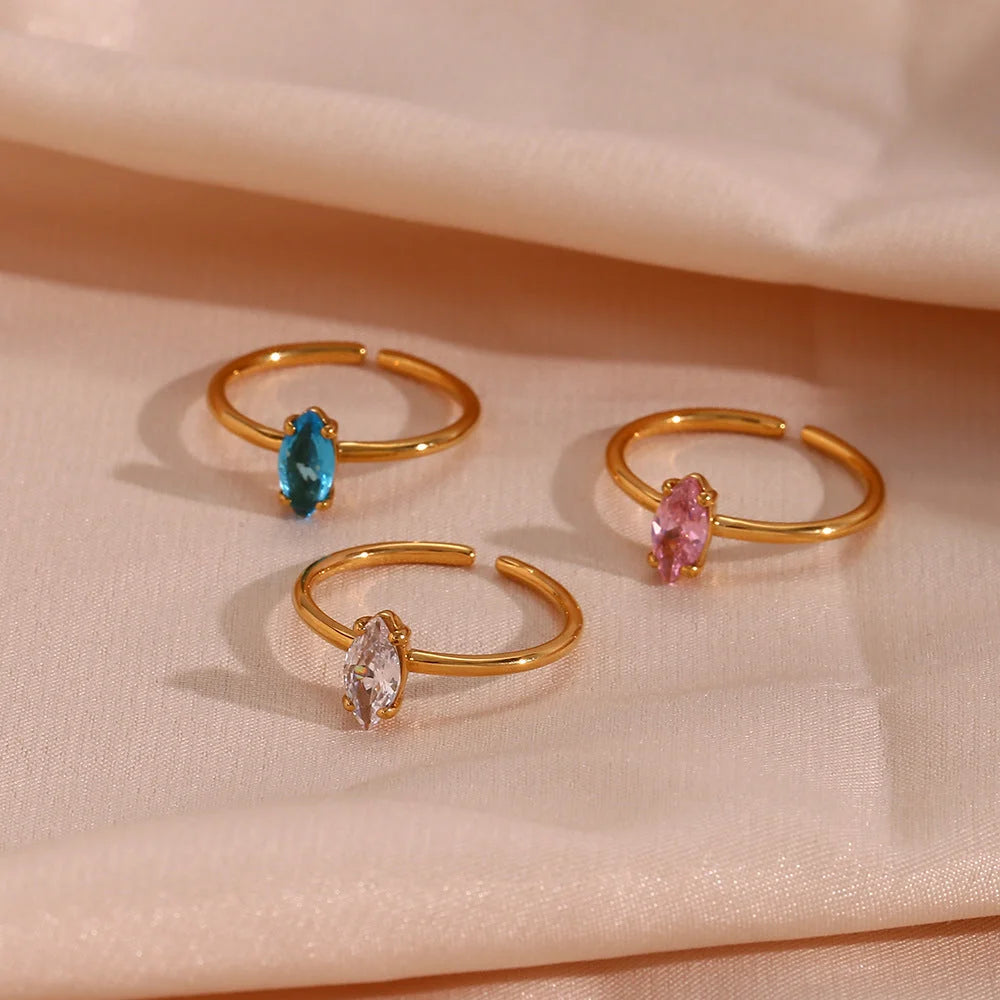 Minimalist Fashion Ellipse Geometric Stainless Steel 18K Gold Plated Rings