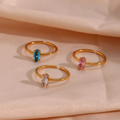 Minimalist Fashion Ellipse Geometric Stainless Steel 18K Gold Plated Rings