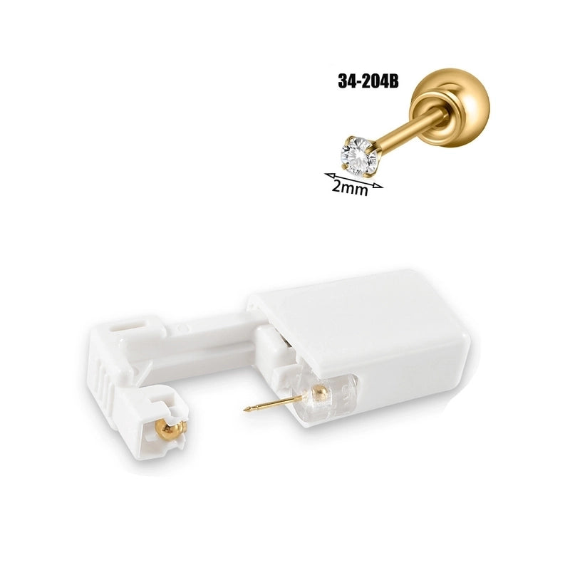 1 Piece Hawaiian Tropical Round Flower Butterfly Inlay 316 Stainless Steel Zircon 24K Gold Plated Cartilage Earrings