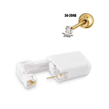 1 Piece Hawaiian Tropical Round Flower Butterfly Inlay 316 Stainless Steel Zircon 24K Gold Plated Cartilage Earrings