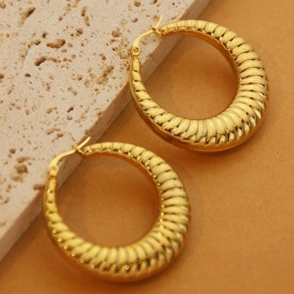 1 Pair Retro Minimalist C Shape U Shape Solid Color Plating Titanium Steel 18k Gold Plated Earrings