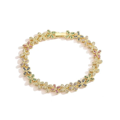 Copper 18K Gold Plated Plating Inlay Butterfly Zircon Bracelets Necklace