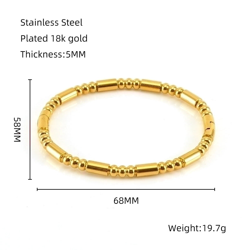 Minimalist Solid Color Stainless Steel 18K Gold Plated Titanium Steel Bangle In Bulk