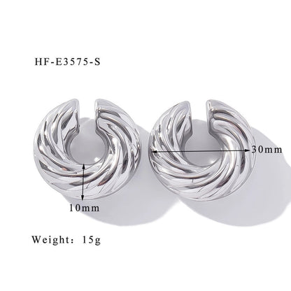 1 Piece Minimalist Classic Style Solid Color Plating 304 Stainless Steel Ear Cuffs