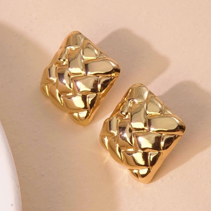1 Pair Elegant Retro Sector Square Rhombus 304 Stainless Steel Imitation Gold Ear Studs