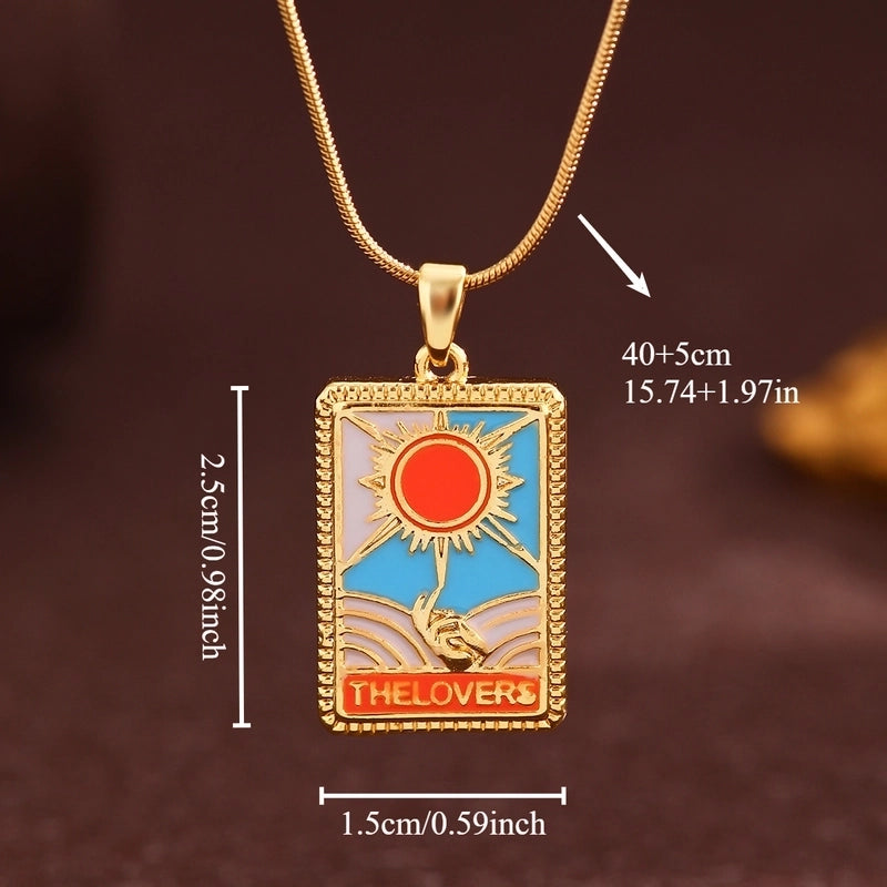 Vintage Style Minimalist Sun Moon Titanium Steel Copper Plating Pendant Necklace