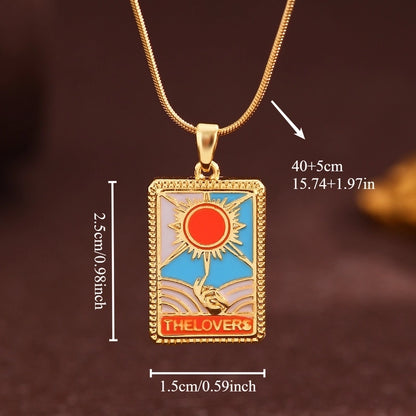 Vintage Style Minimalist Sun Moon Titanium Steel Copper Plating Pendant Necklace