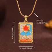 Vintage Style Minimalist Sun Moon Titanium Steel Copper Plating Pendant Necklace