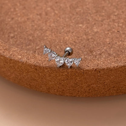 1 Piece Ear Cartilage Rings & Studs Sweet Water Droplets Heart Shape Copper Plating Inlay Zircon