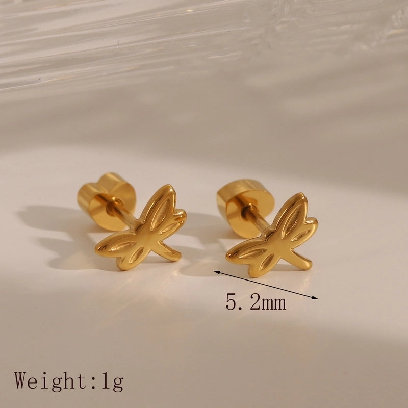 1 Pair IG Style Minimalist Commute Star Heart Shape Flower 304 Stainless Steel 14K Gold Plated Ear Studs