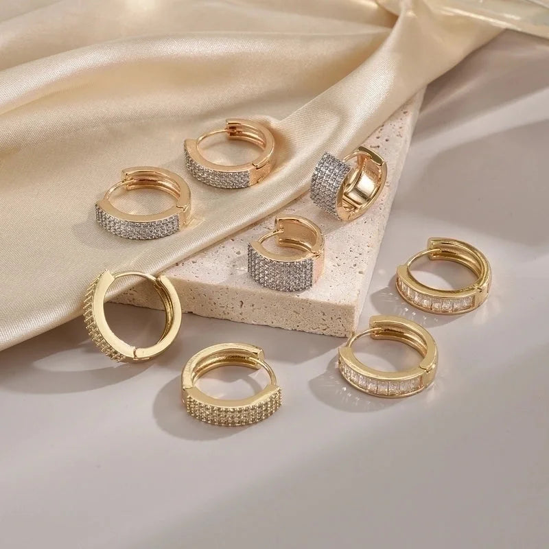 1 Pair Minimalist Streetwear Circle Plating Inlay Copper Zircon 18k Gold Plated Earrings