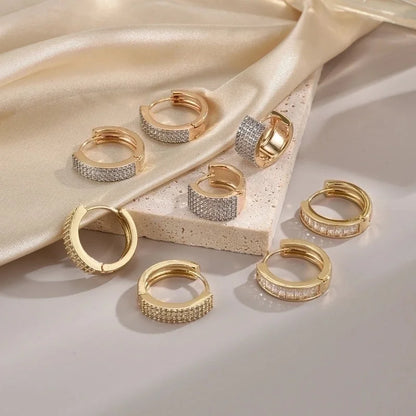 1 Pair Minimalist Streetwear Circle Plating Inlay Copper Zircon 18k Gold Plated Earrings