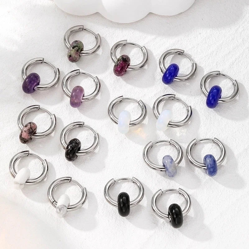 6 Pieces Minimalist Geometric 201 Stainless Steel Alloy Drop Earrings