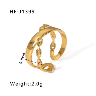 Stainless Steel 18K Gold Plated Modern Style Plating Geometric Open Rings