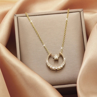 2 Pieces Titanium Steel Vintage Style Tassel Plating Doll Constellation Crown Pendant Necklace
