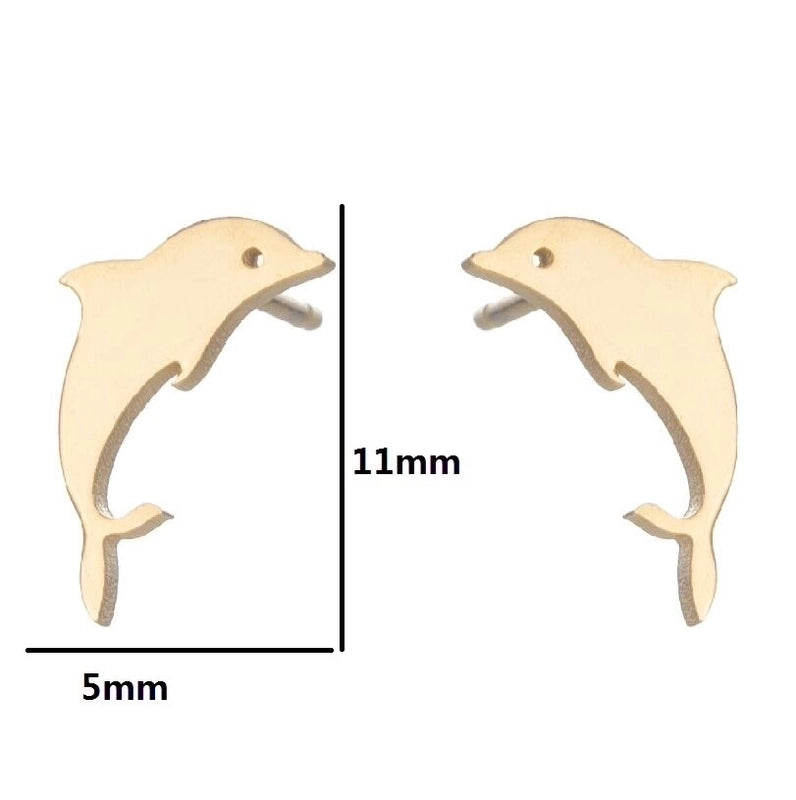 1 Pair Minimalist Animal Plating 304 Stainless Steel 18K Gold Plated Ear Studs