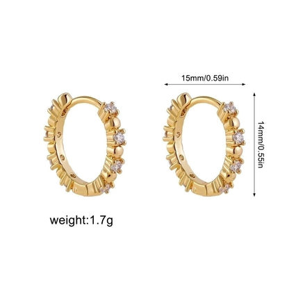 1 Pair Minimalist Shiny Cross Circle Inlay 304 Stainless Steel Zircon Earrings