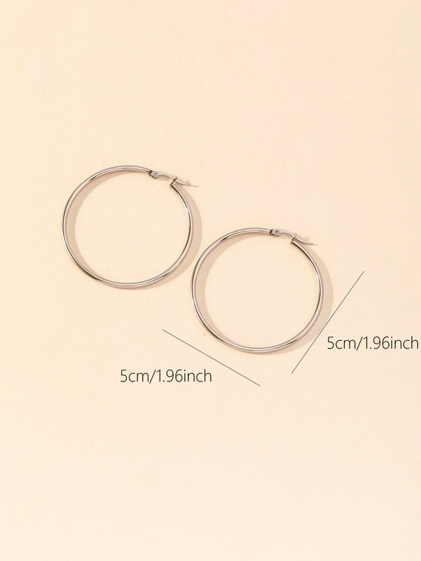 1 Pair Y2k Lady Artistic Solid Color Stainless Steel Hoop Earrings