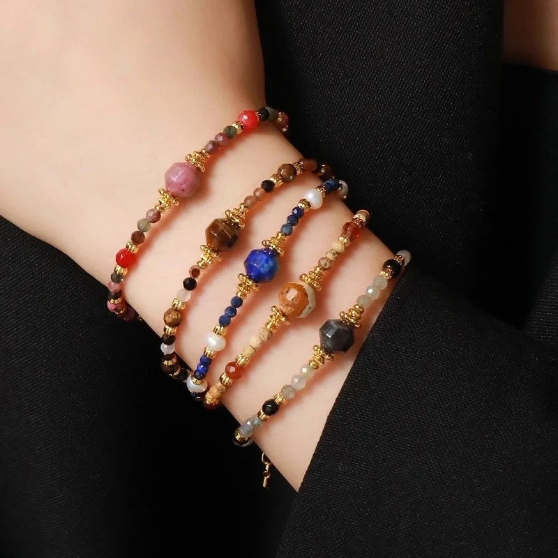 Natural Stone Copper Beaded Irregular Bracelets