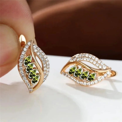1 Pair Elegant Minimalist Leaf Plating Inlay Copper Zircon Earrings