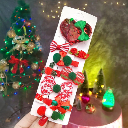 Christmas Christmas Bow Knot Cloth Metal Party Hairpin