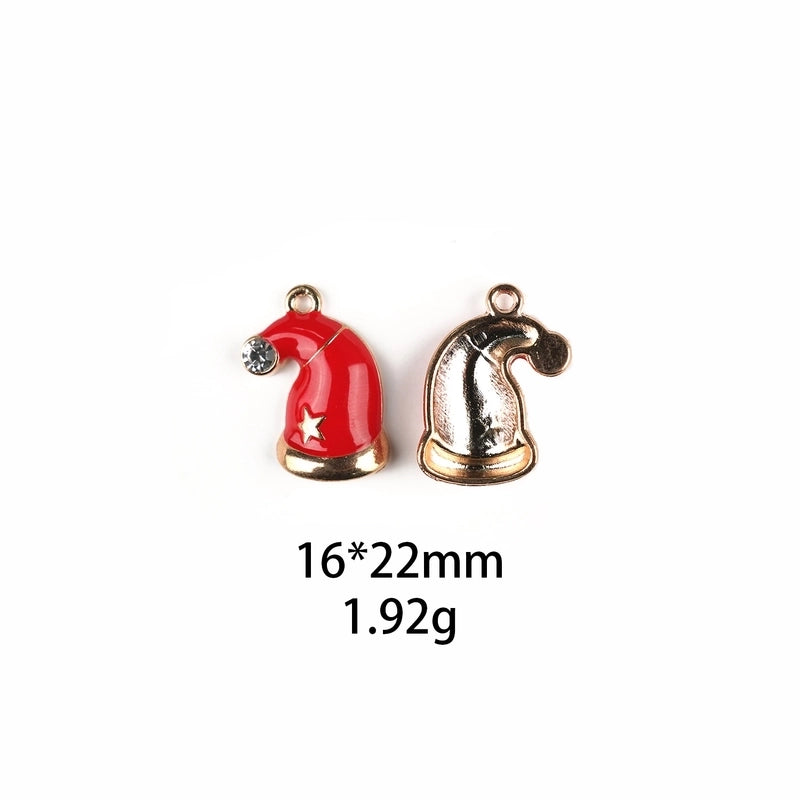 10 PCS/Package Zinc Alloy Christmas Hat Christmas Tree Santa Claus Pendant Jewelry Accessories