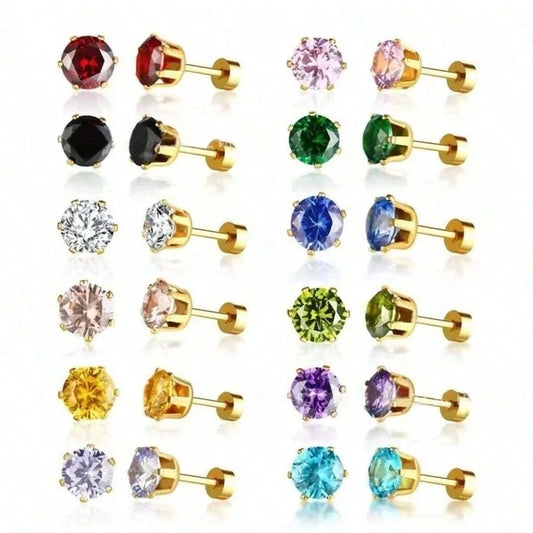 1 Pair Minimalist Round Plating 304 Stainless Steel 18K Gold Plated Ear Studs