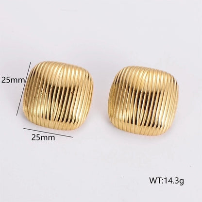 1 Pair French Style Minimalist Round Square Heart Shape 304 Stainless Steel No Inlaid 18K Gold Plated Ear Studs